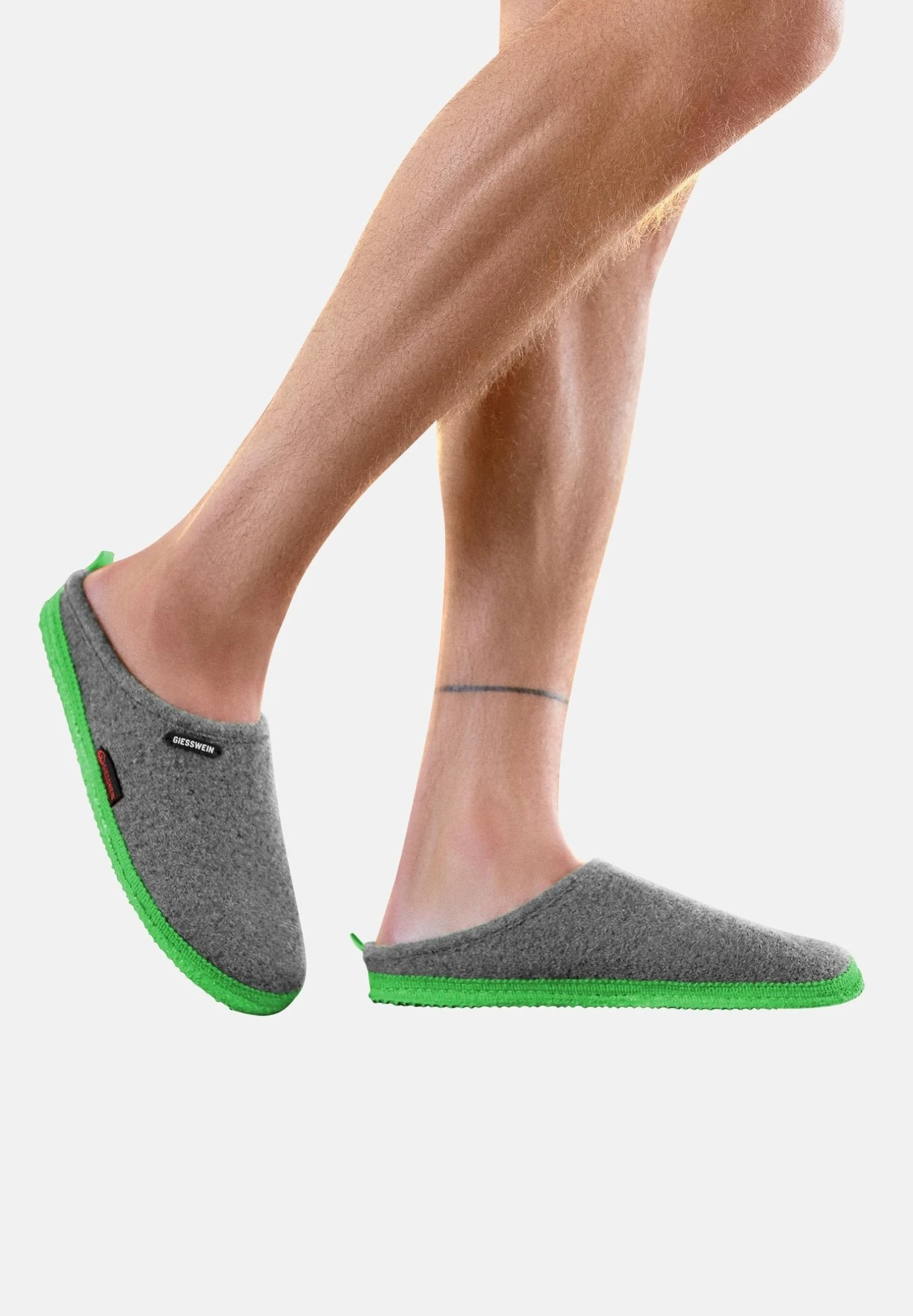Giesswein Woolpops - Pantoffels - Hellgrau/Grün 2 Giesswein Woolpops - Pantoffels - Hellgrau/Grün - Afbeelding 2
